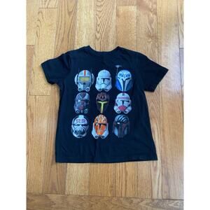 Star Wars | The Clone Wars Helmet | Black T-Shirt | Size Youth 4/5 XS